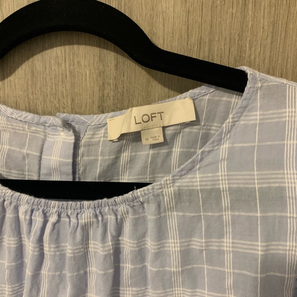 Loft plaid shirred button back top - Picture 7 of 7